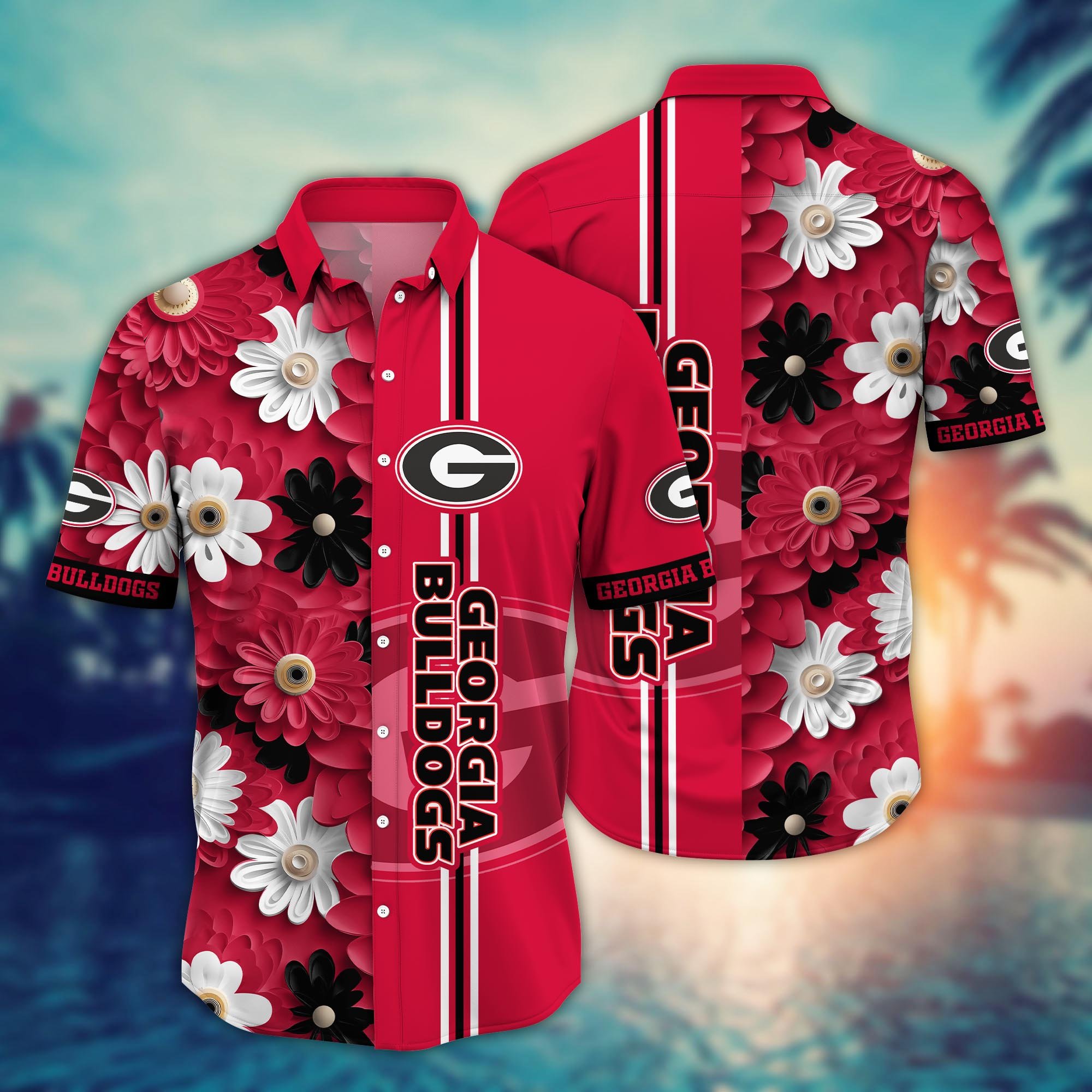 Georgia Bulldogs Flower Hawaii Shirt And Tshirt For Fans, Summer Football Shirts NA49574